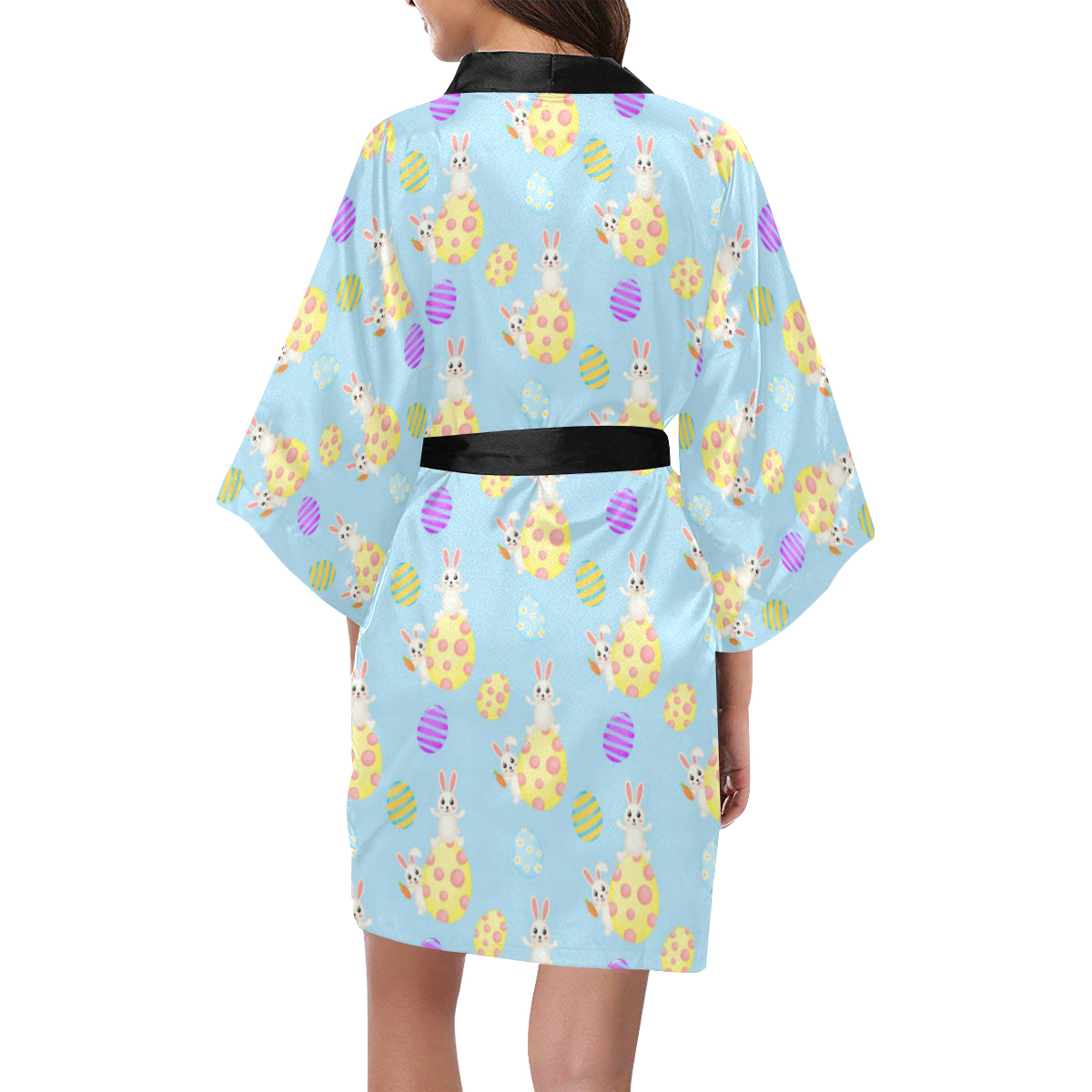 Easter Eggs Pattern Print Design RB015 Women's Short Kimono