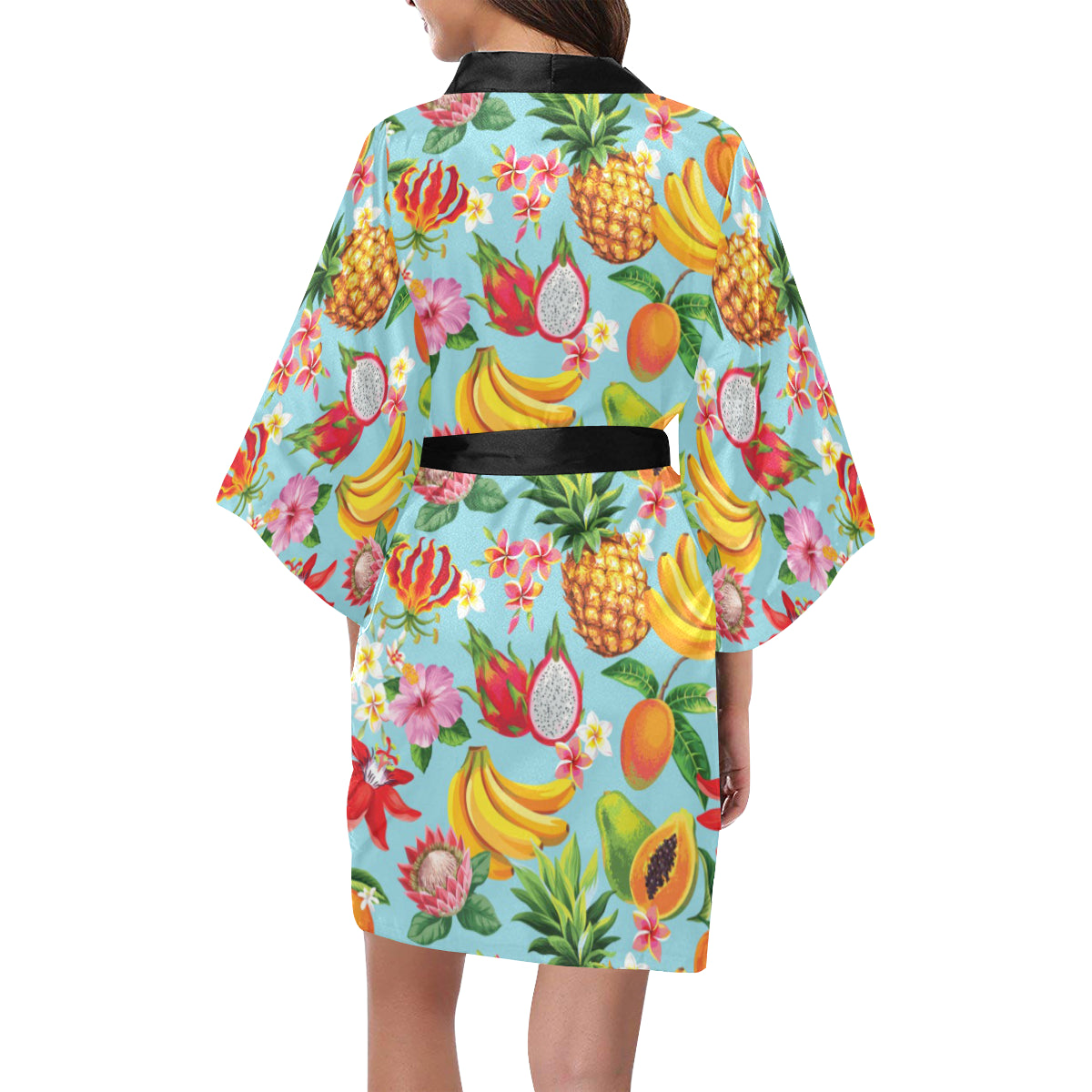 Tropical Fruits Pattern Print Design TF01 Women's Short Kimono