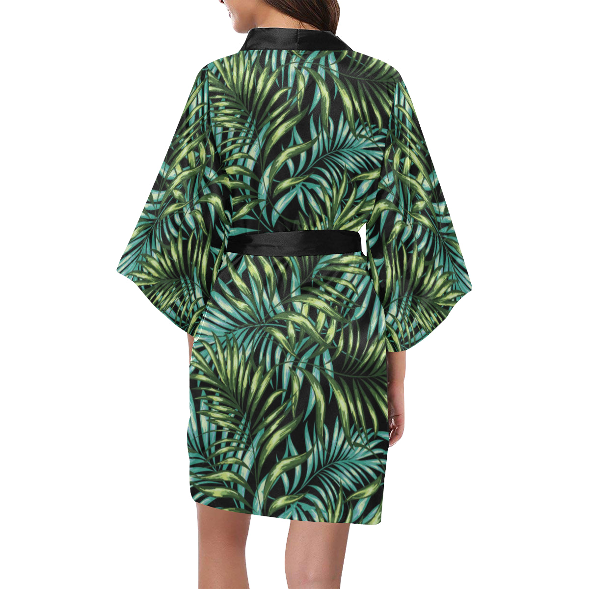 Tropical Flower Pattern Print Design TF08 Women's Short Kimono