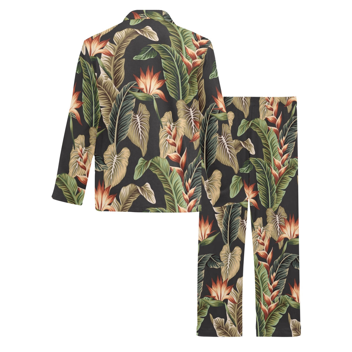 Tropical Flower Pattern Print Design TF014 Men's Long Sleeve Pajama Set