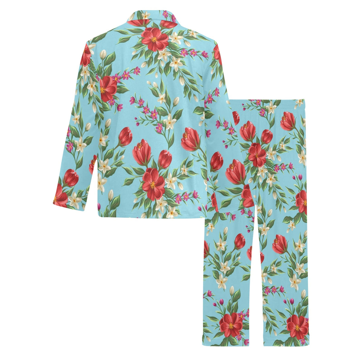 Summer Floral Pattern Print Design SF011 Men's Long Sleeve Pajama Set