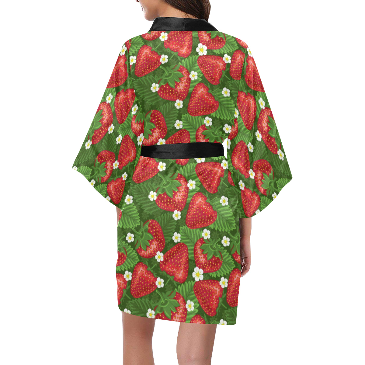 Strawberry Pattern Print Design SB05 Women's Short Kimono