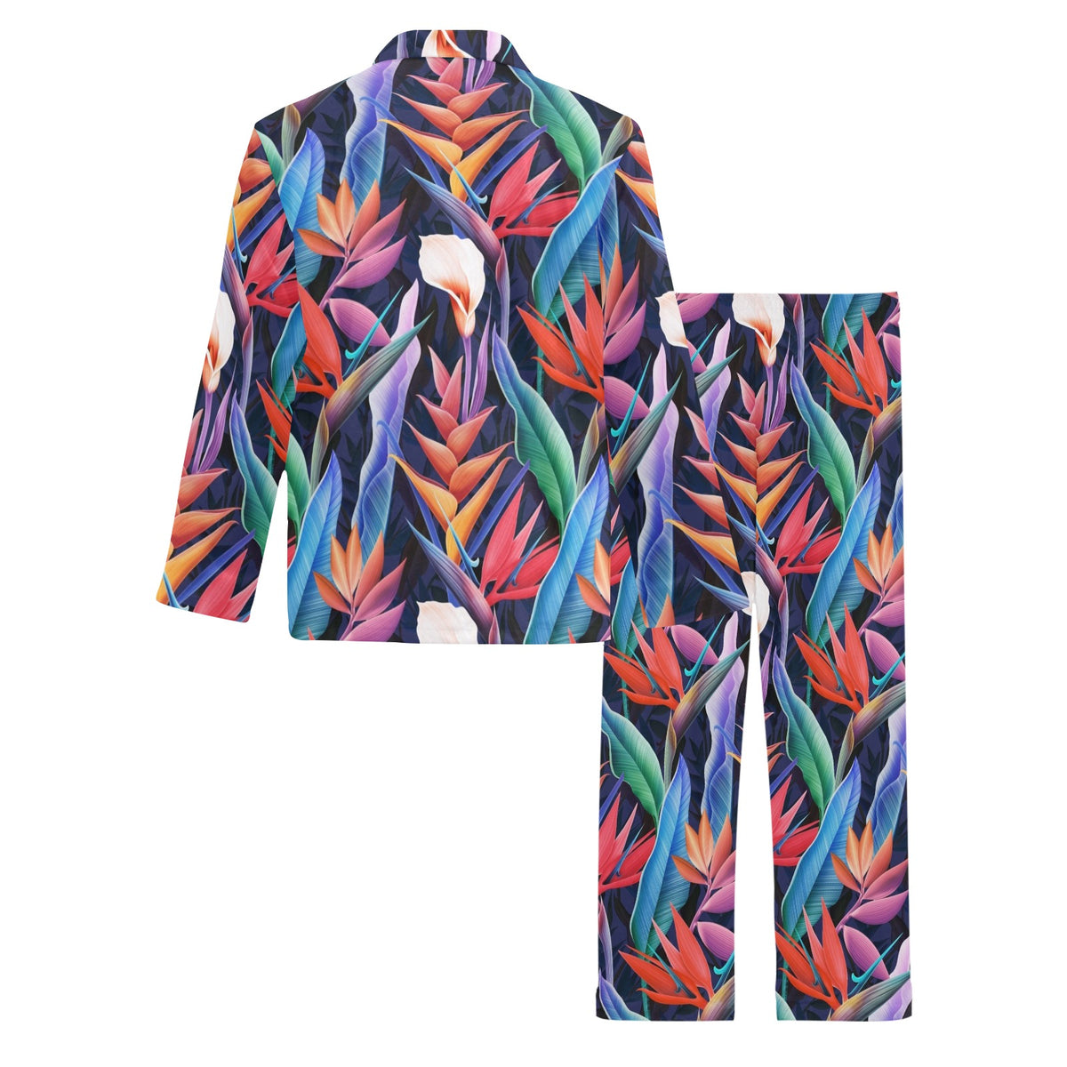 Tropical Flower Pattern Print Design TF023 Men's Long Sleeve Pajama Set