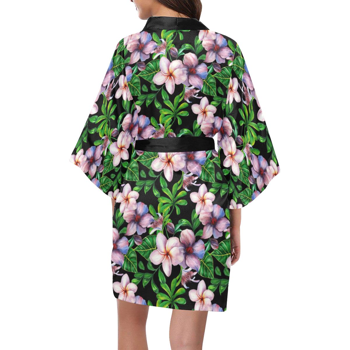 Plumeria Pattern Print Design PM01 Women's Short Kimono