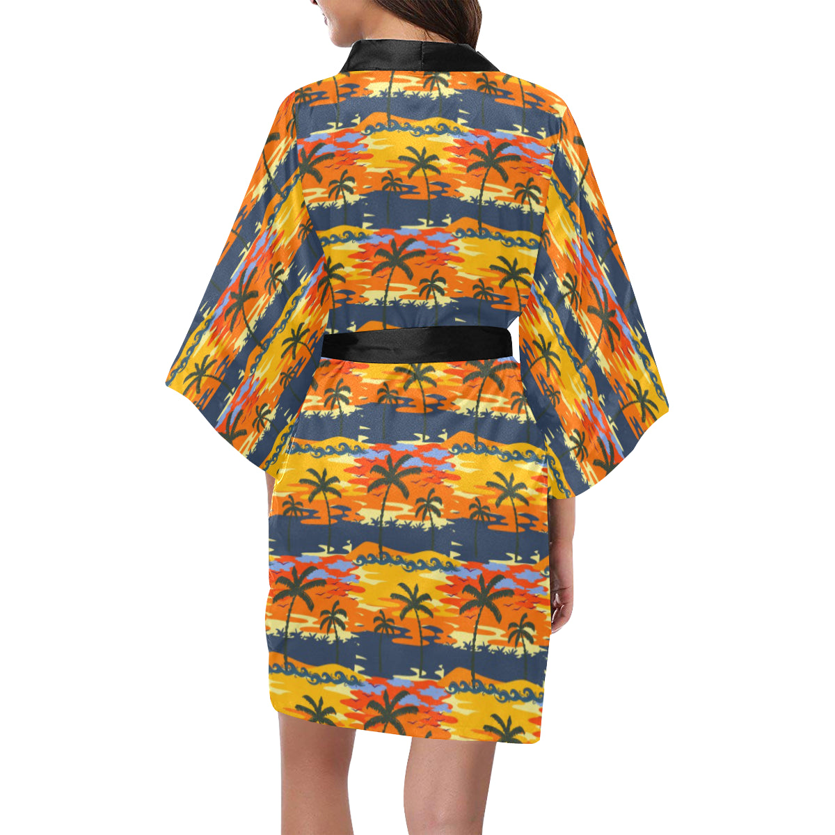 Palm Tree Pattern Print Design PT010 Women's Short Kimono