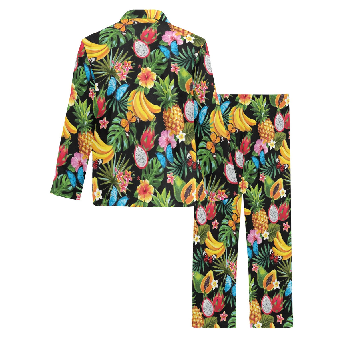 Tropical Fruits Pattern Print Design TF04 Men's Long Sleeve Pajama Set