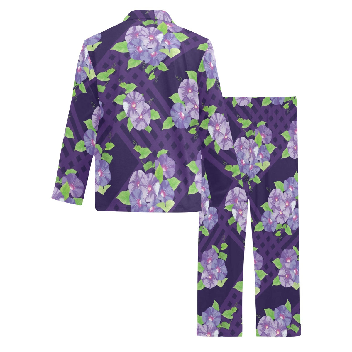 Morning Glory Pattern Print Design MG03 Men's Long Sleeve Pajama Set