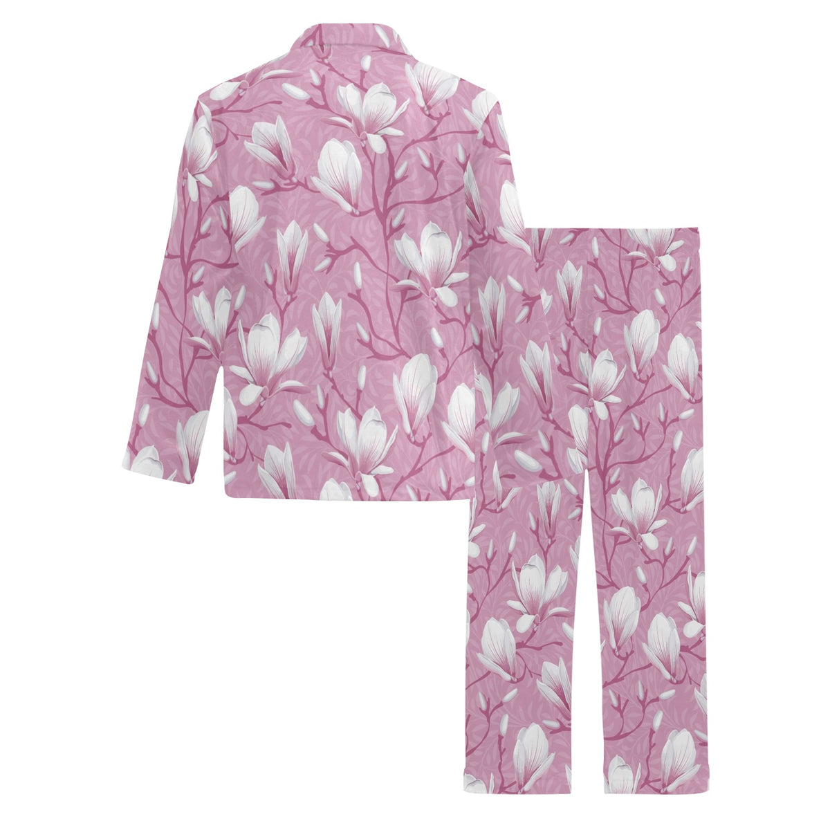 Magnolia Pattern Print Design MAG05 Men's Long Sleeve Pajama Set