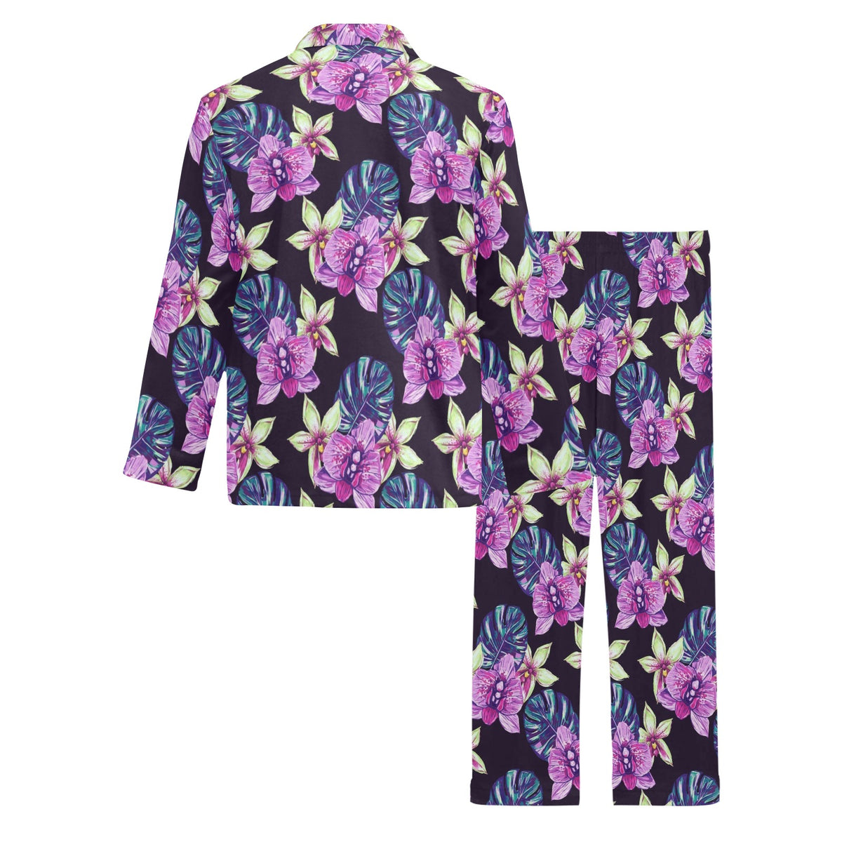 Orchid Pattern Print Design OR010 Men's Long Sleeve Pajama Set