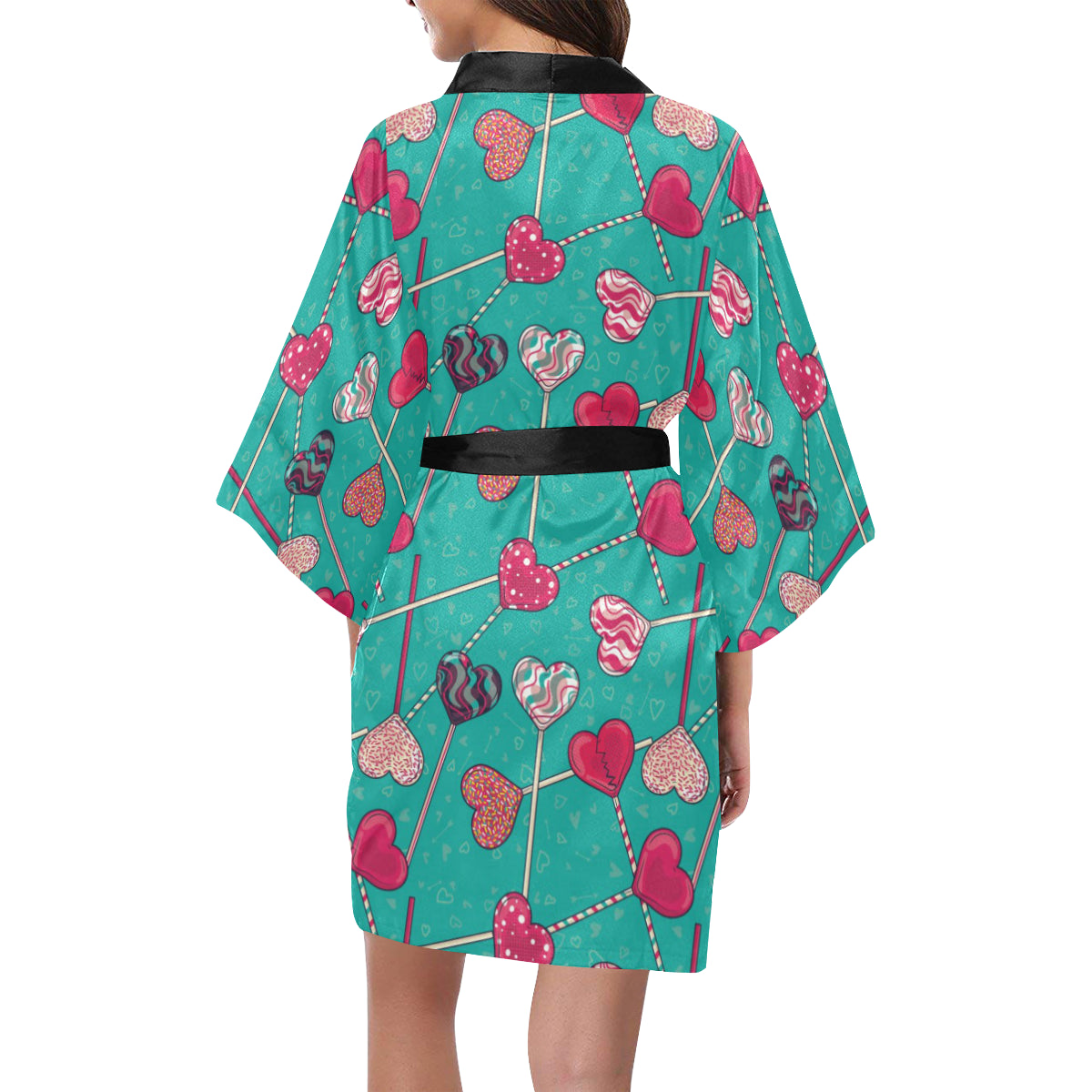 Lollipop Pattern Print Design LL01 Women's Short Kimono