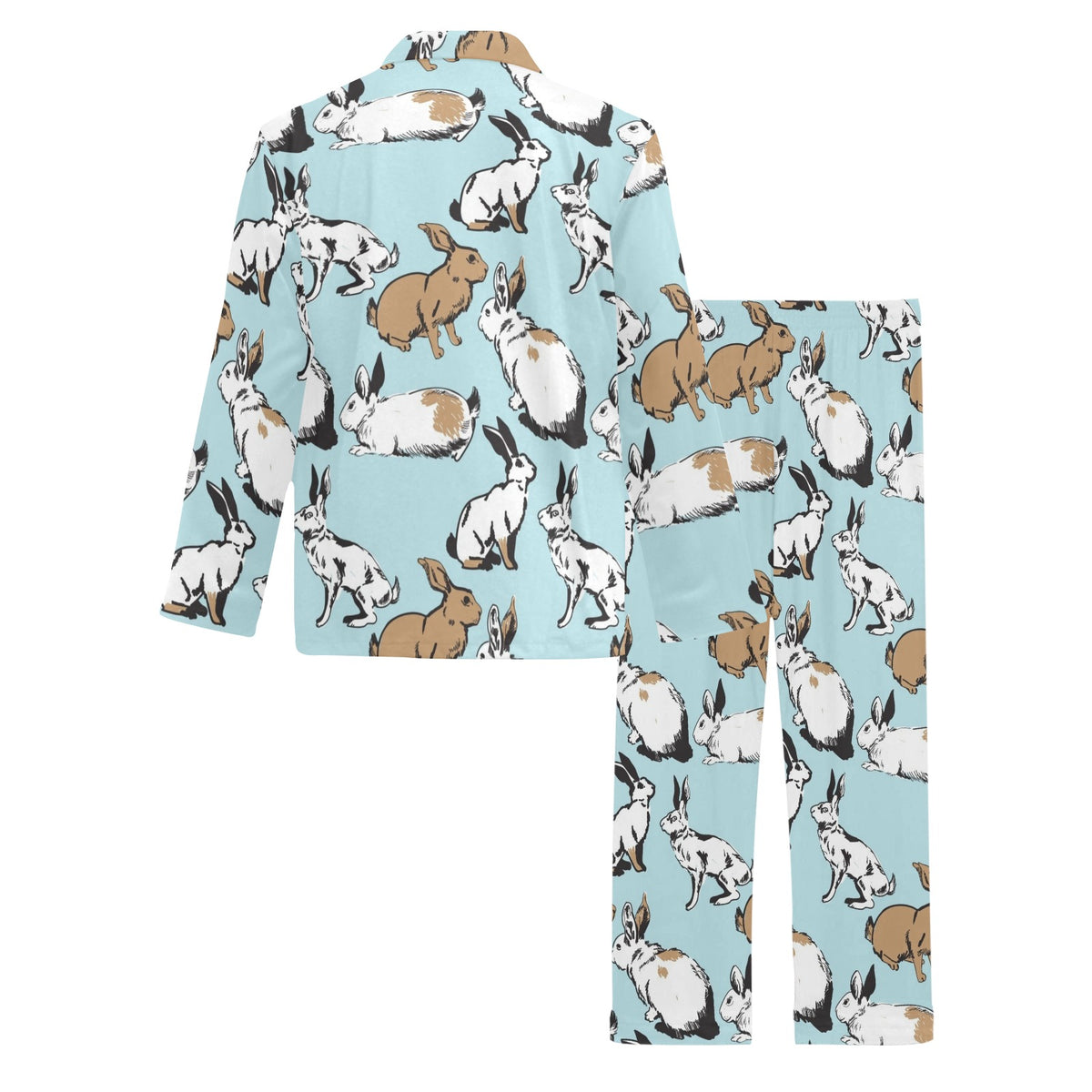 Rabbit Pattern Print Design RB018 Men's Long Sleeve Pajama Set