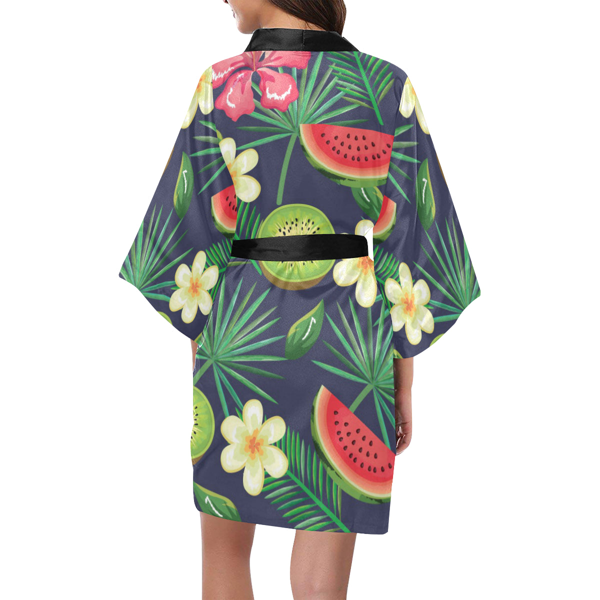 Tropical Fruits Pattern Print Design TF05 Women's Short Kimono