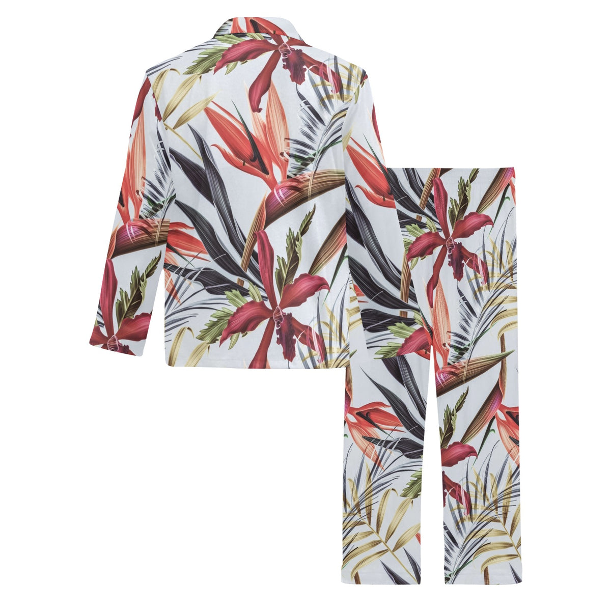 Tropical Flower Pattern Print Design TF021 Men's Long Sleeve Pajama Set
