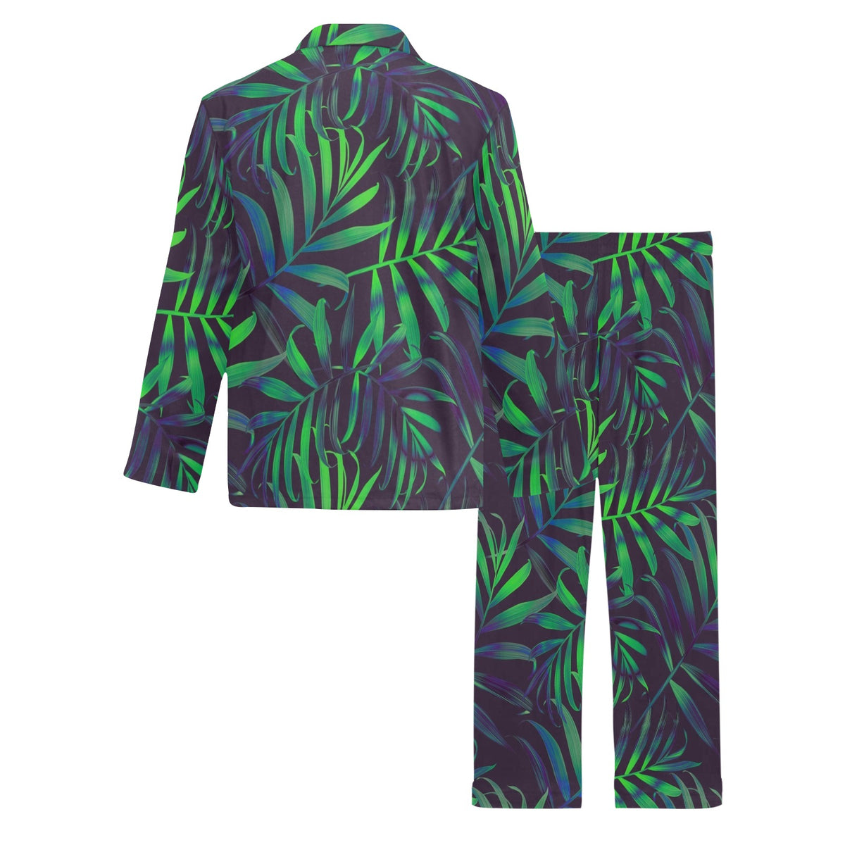 Palm Leaves Pattern Print Design PL01 Men's Long Sleeve Pajama Set
