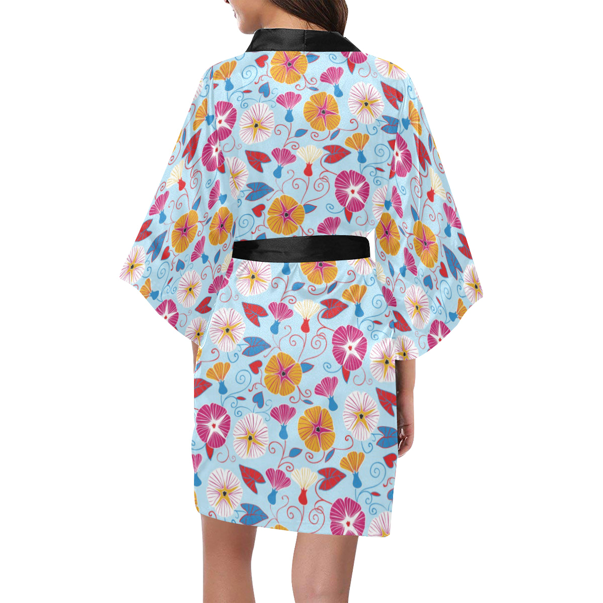 Morning Glory Pattern Print Design MG06 Women's Short Kimono