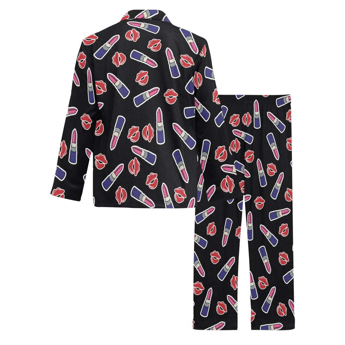 Lipstick Pattern Print Design LT01 Men's Long Sleeve Pajama Set