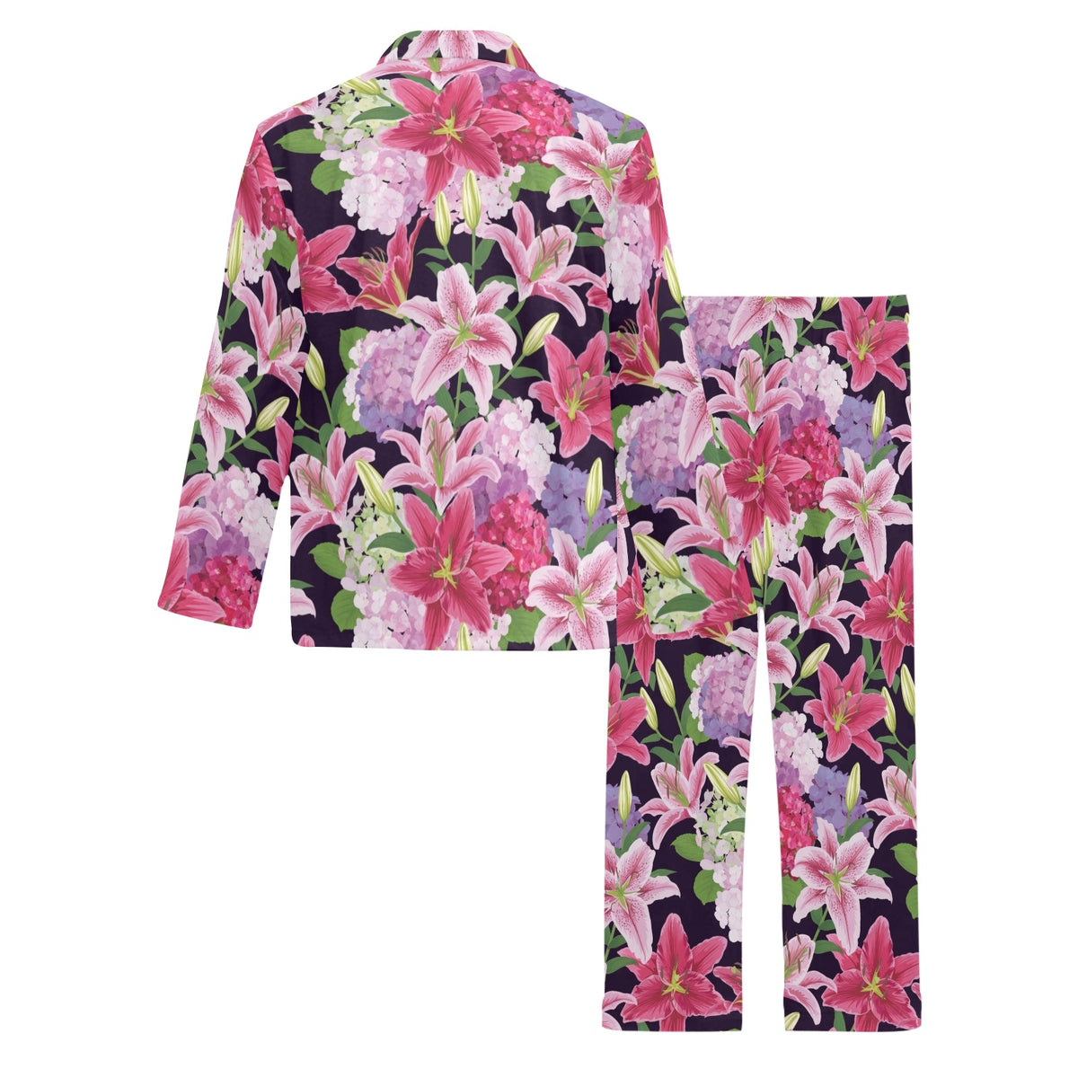 Lily Pattern Print Design LY017 Men's Long Sleeve Pajama Set