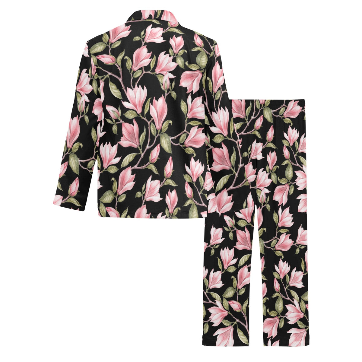 Magnolia Pattern Print Design MAG03 Men's Long Sleeve Pajama Set
