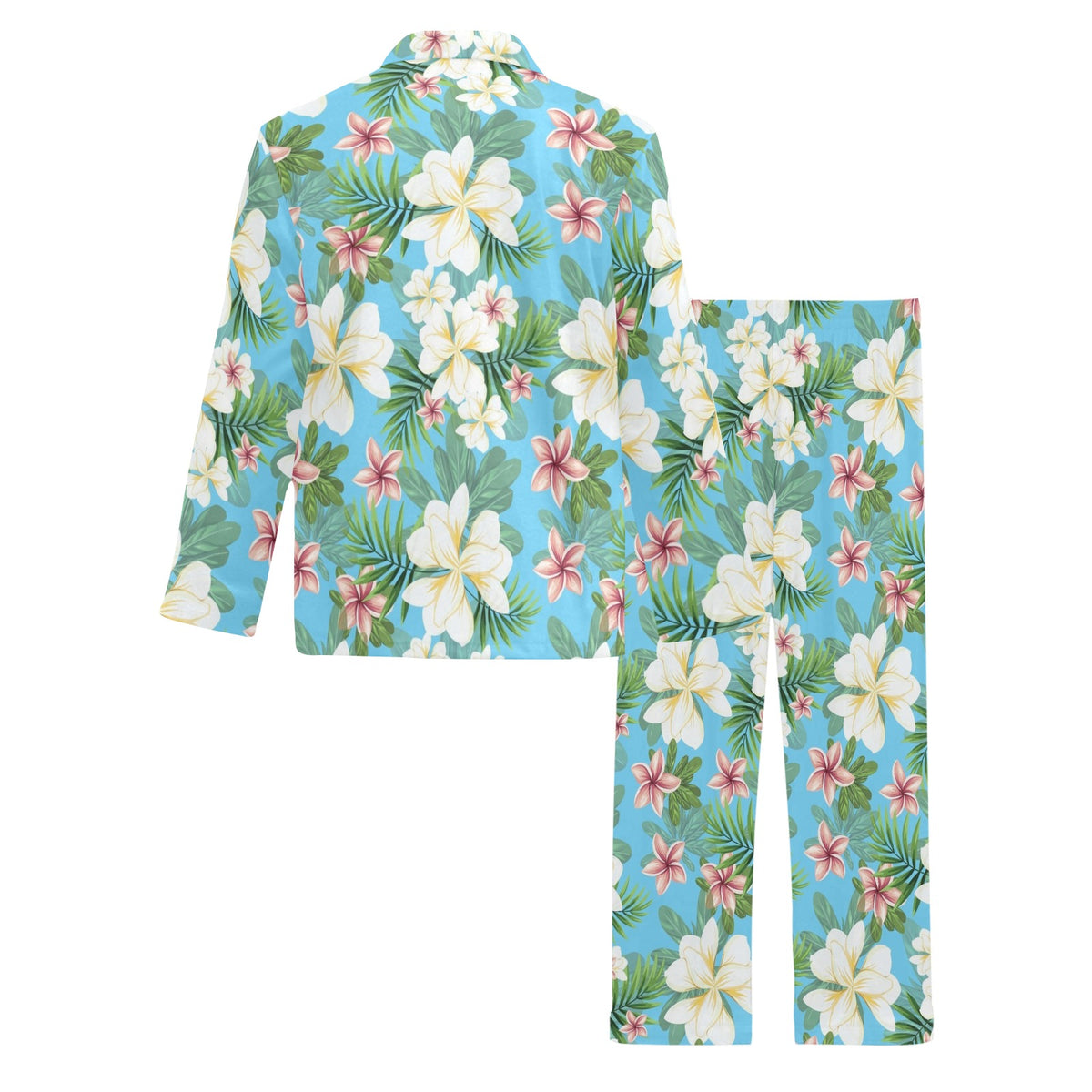 Plumeria Pattern Print Design PM028 Men's Long Sleeve Pajama Set