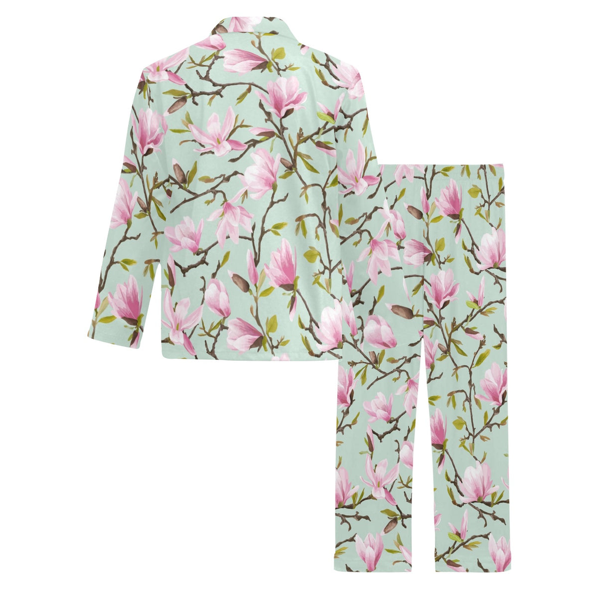 Magnolia Pattern Print Design MAG04 Men's Long Sleeve Pajama Set