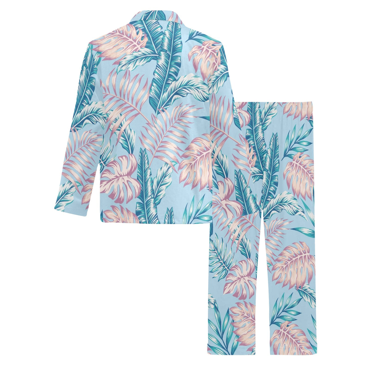 Tropical Flower Pattern Print Design TF01 Men's Long Sleeve Pajama Set