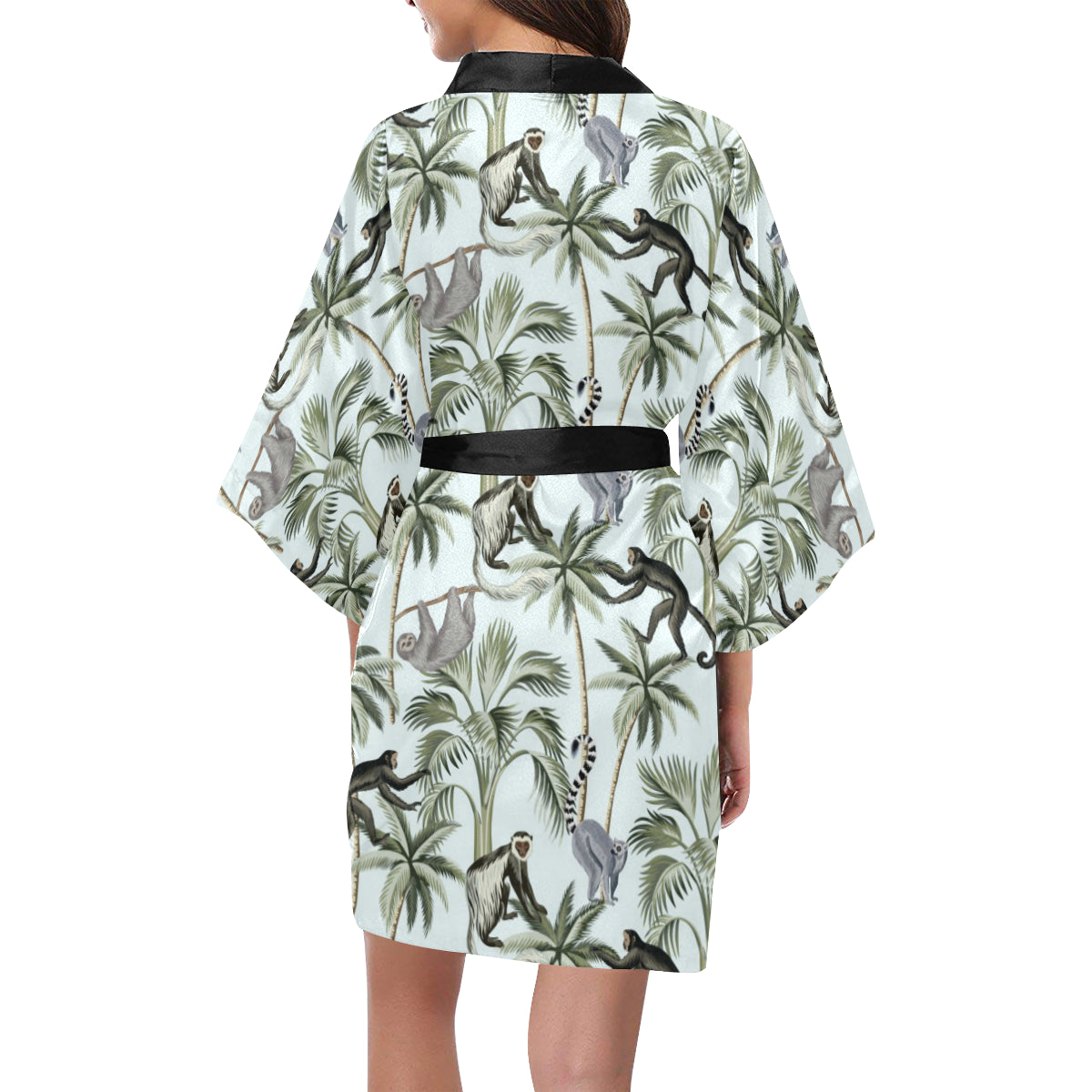 Rainforest Pattern Print Design RF04 Women's Short Kimono