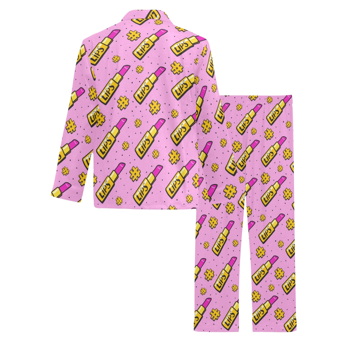 Lipstick Pattern Print Design LT03 Men's Long Sleeve Pajama Set