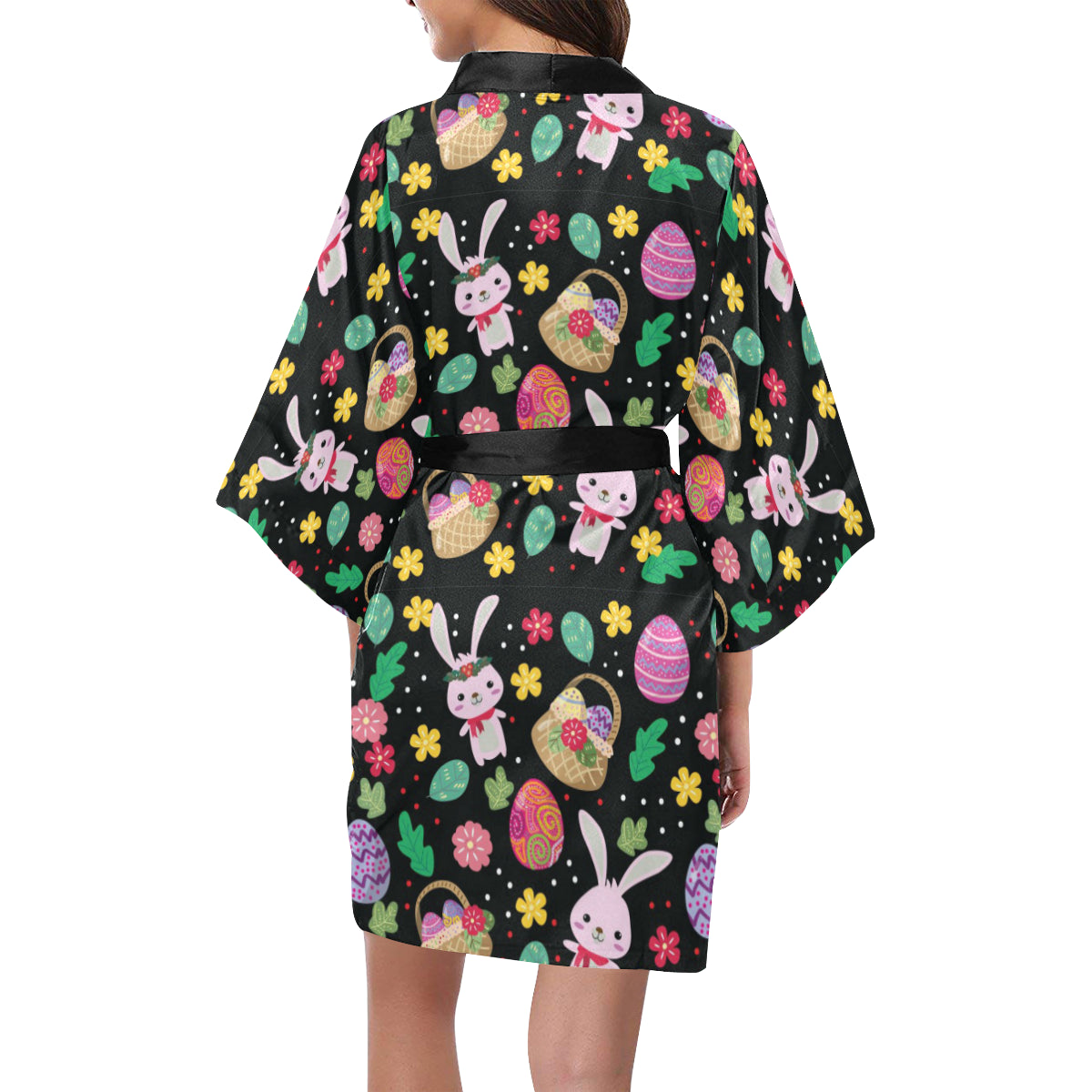 Easter Eggs Pattern Print Design RB05 Women's Short Kimono