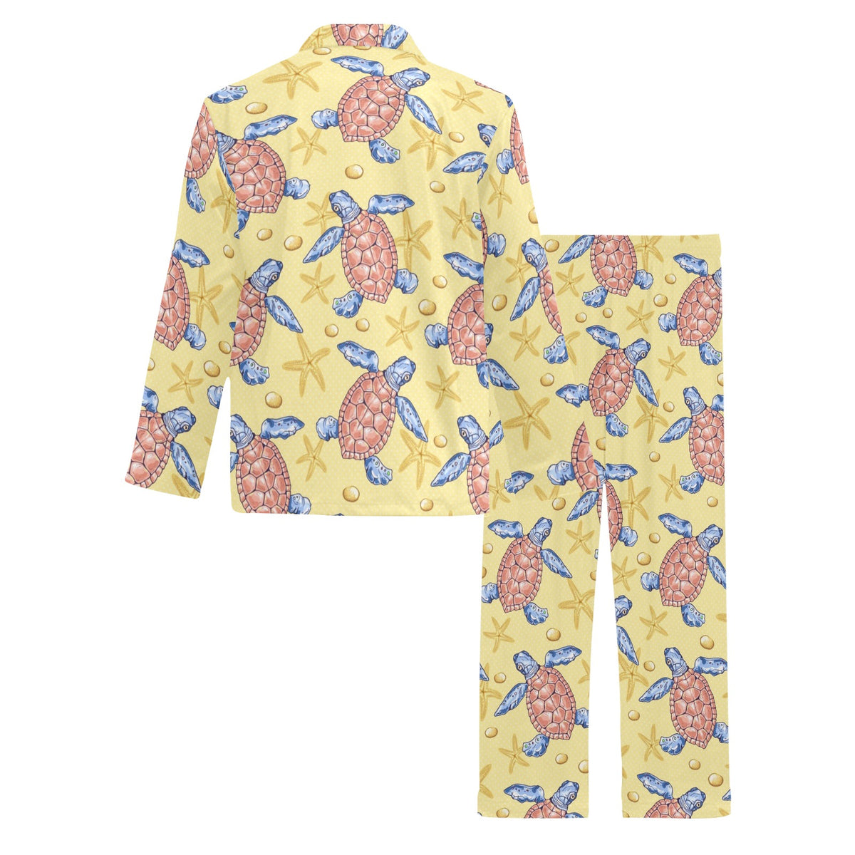 Sea Turtle Pattern Print Design T06 Men's Long Sleeve Pajama Set