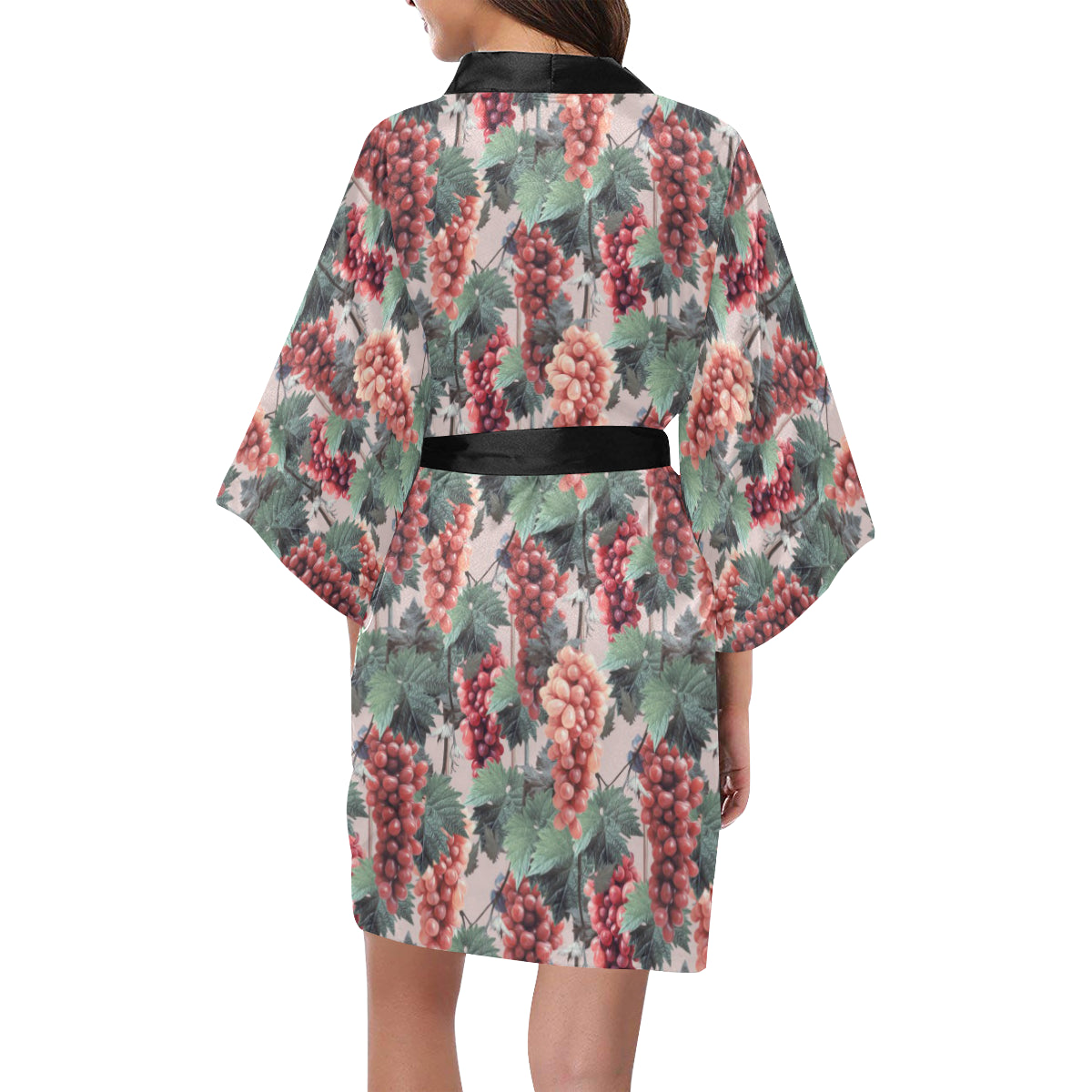 Grape Pattern Print Design GP01 Women's Short Kimono
