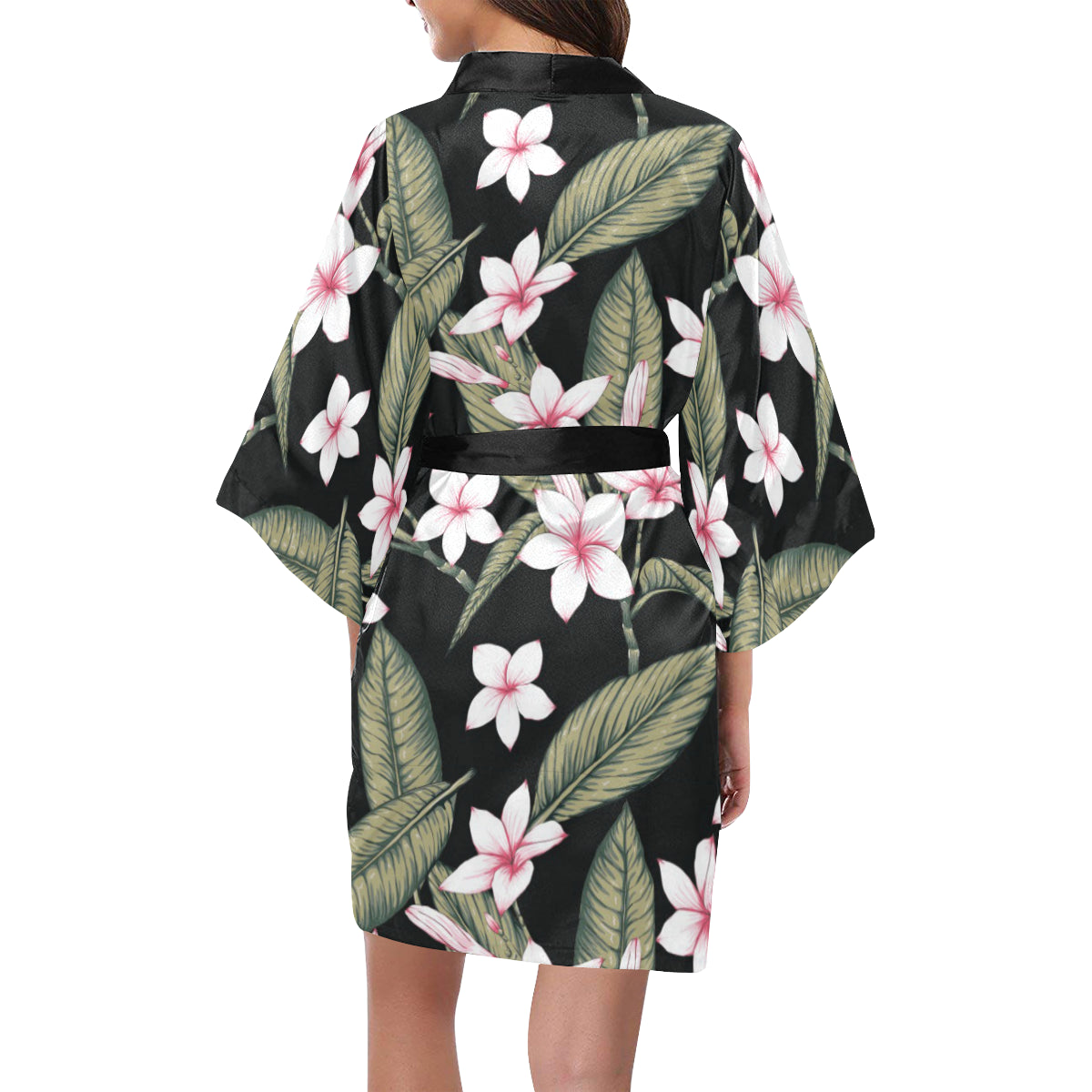 Plumeria Pattern Print Design PM021 Women's Short Kimono