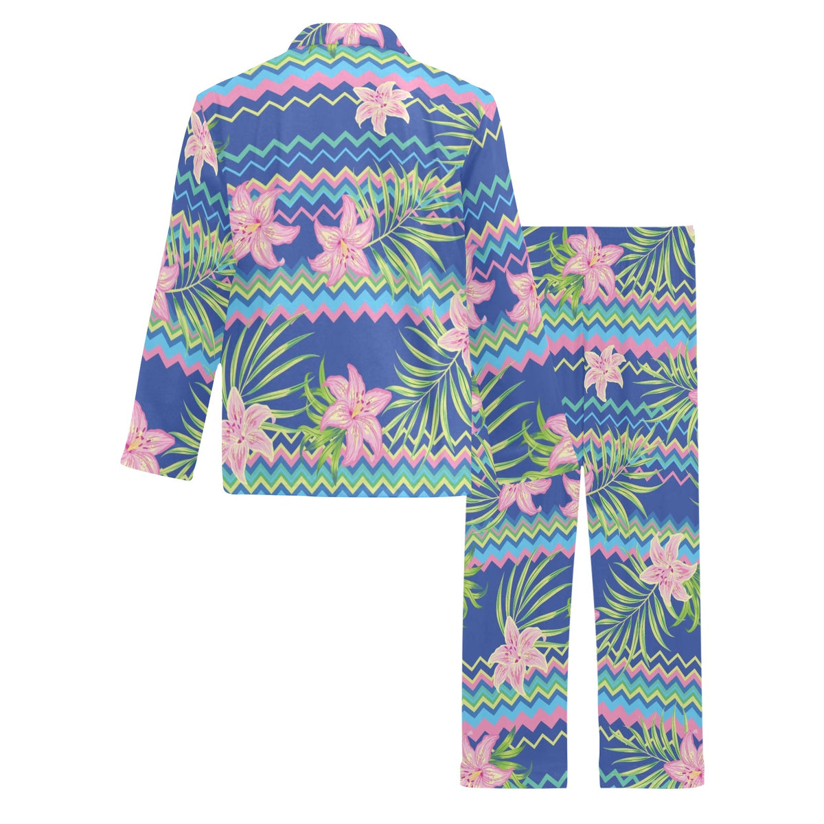 Lily Pattern Print Design LY015 Men's Long Sleeve Pajama Set