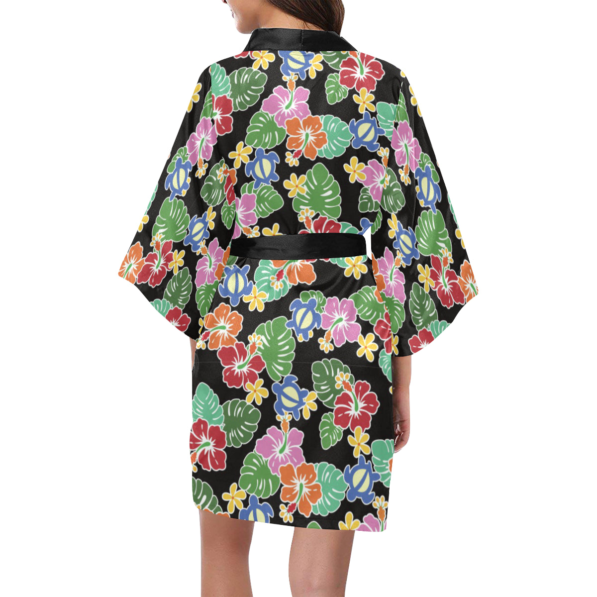 Hawaiian Themed Pattern Print Design H010 Women's Short Kimono