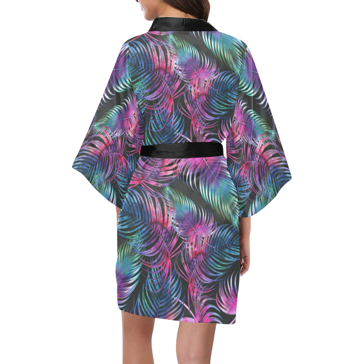 Palm Leaves Pattern Print Design PL010 Women's Short Kimono