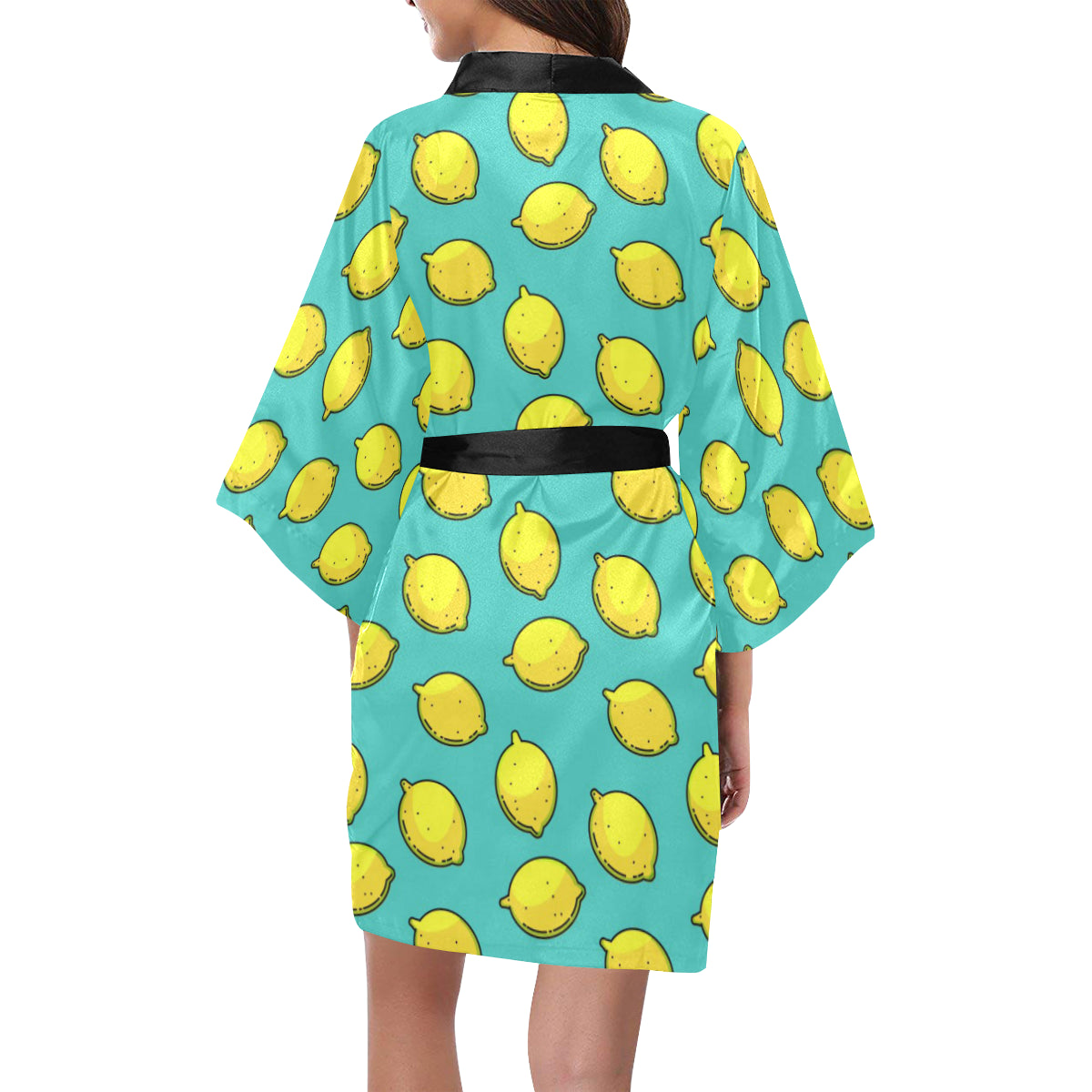 Lemon Pattern Print Design LM04 Women's Short Kimono