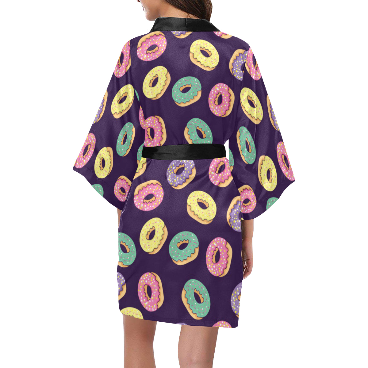 Donut Pattern Print Design DN08 Women's Short Kimono