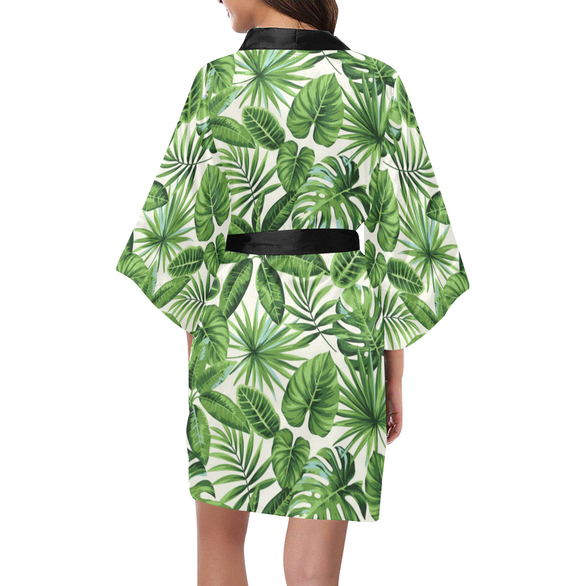 Tropical Flower Pattern Print Design TF013 Women's Short Kimono