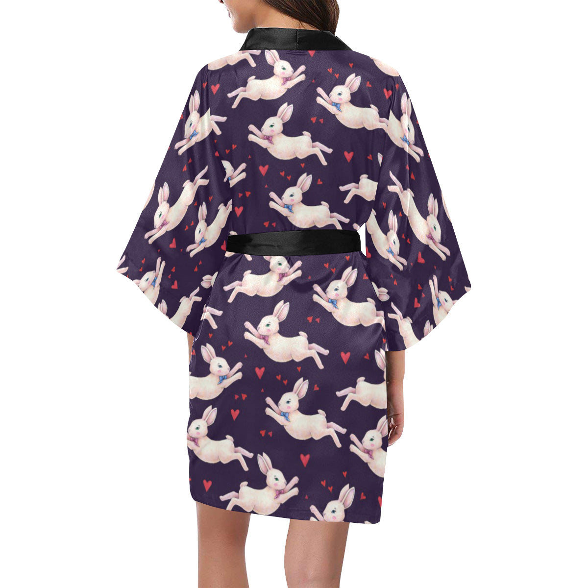 Rabbit Pattern Print Design RB016 Women's Short Kimono