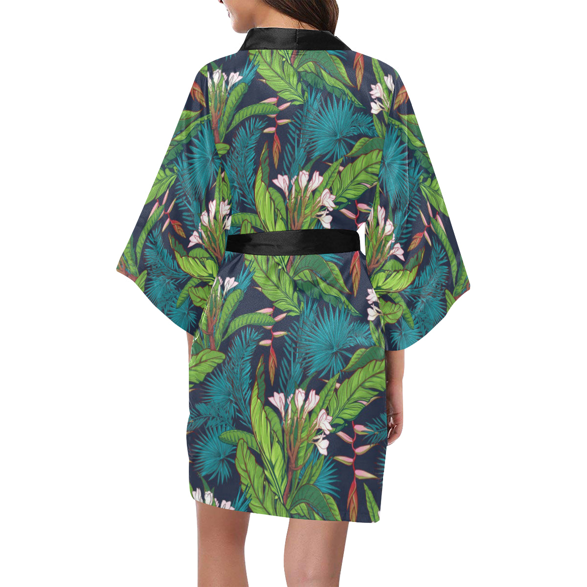 Rainforest Pattern Print Design RF01 Women's Short Kimono