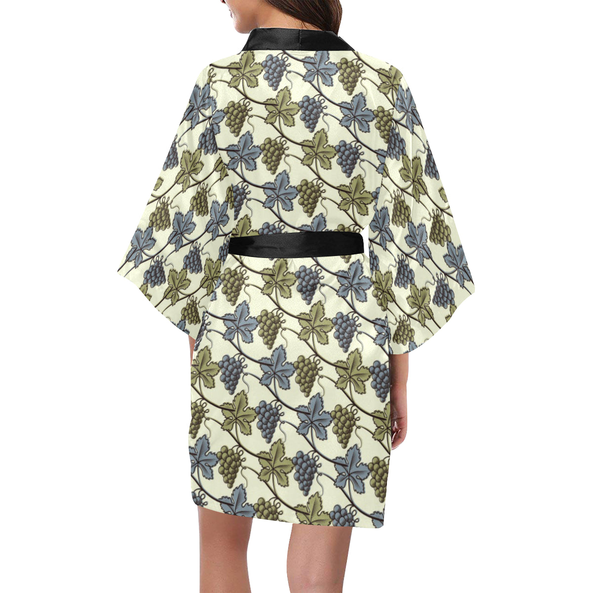 Grape Pattern Print Design GP03 Women's Short Kimono