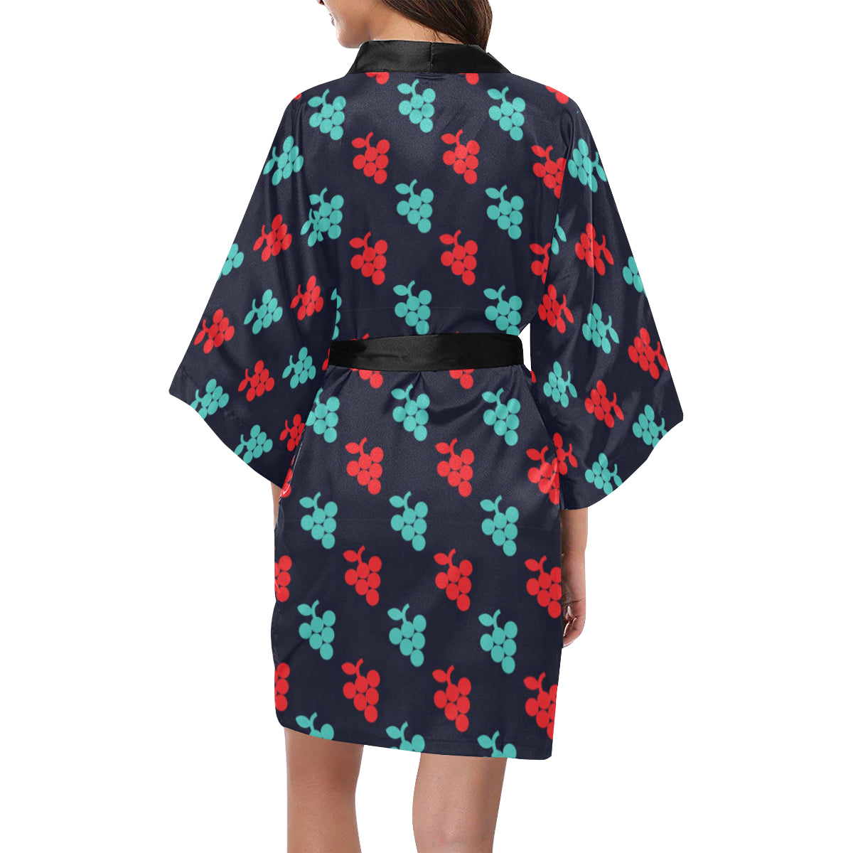 Grape Pattern Print Design GP07 Women's Short Kimono