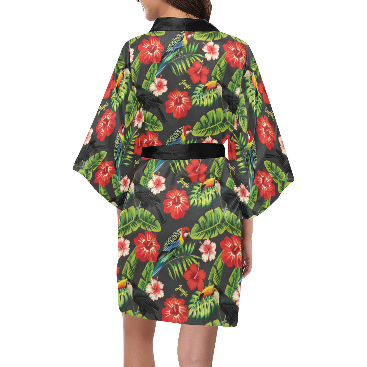 Tropical Flower Pattern Print Design TF04 Women's Short Kimono