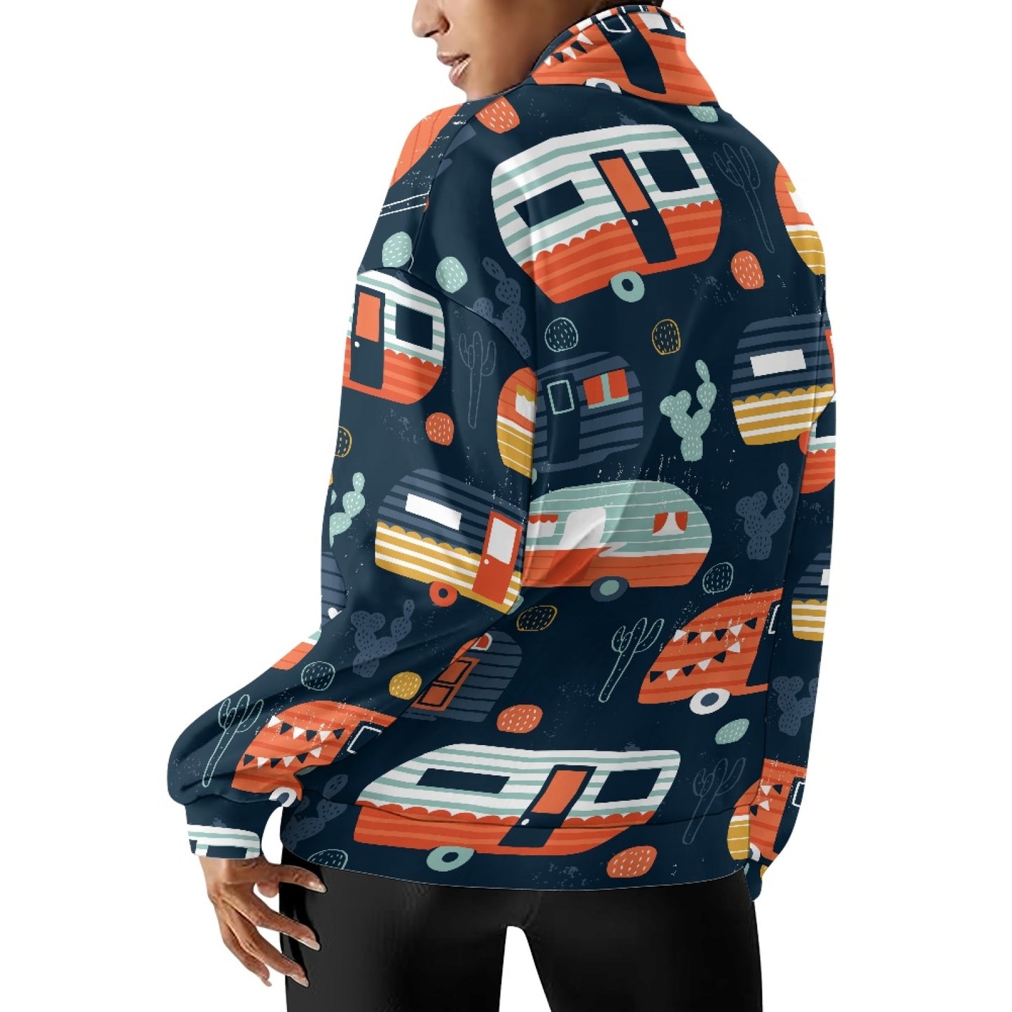 Camper Camping Women's Long Sleeve Zipper Sweatshirt