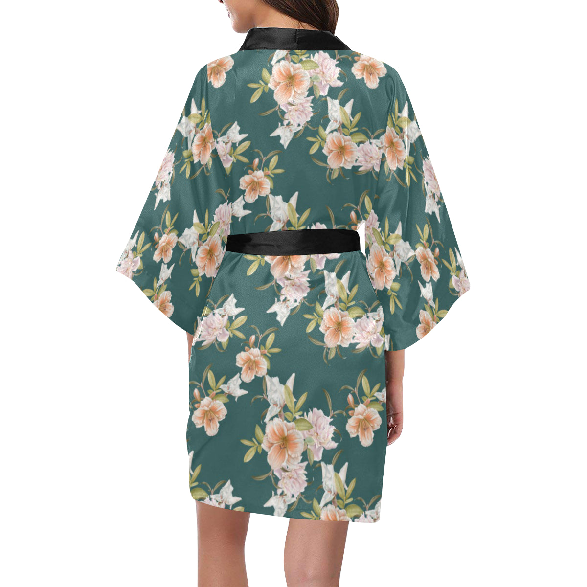 Iris Pattern Print Design IR01 Women's Short Kimono