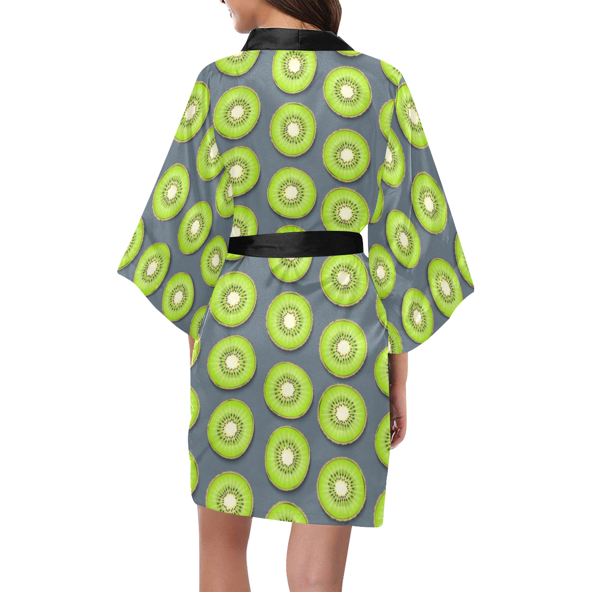 Kiwi Pattern Print Design KW06 Women's Short Kimono