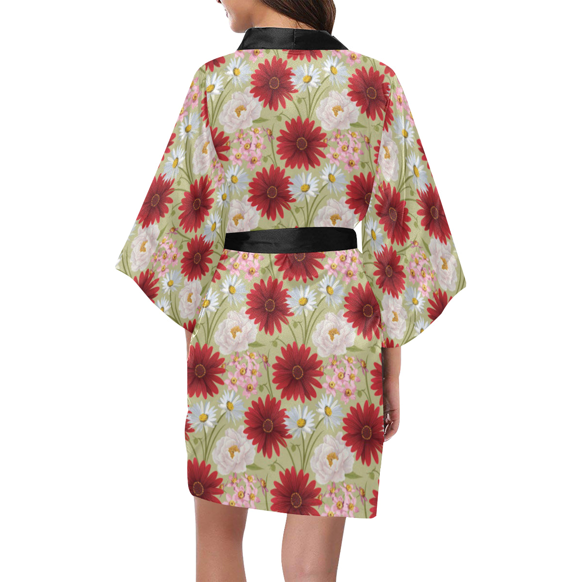 Gerberas Pattern Print Design GB07 Women's Short Kimono