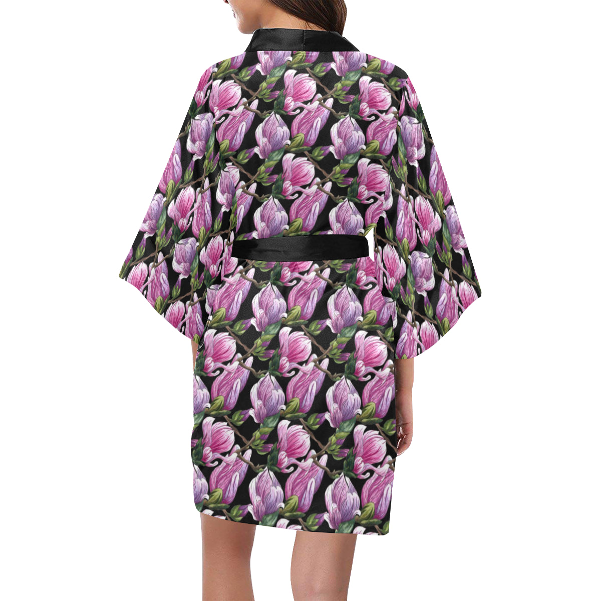 Magnolia Pattern Print Design MAG011 Women's Short Kimono