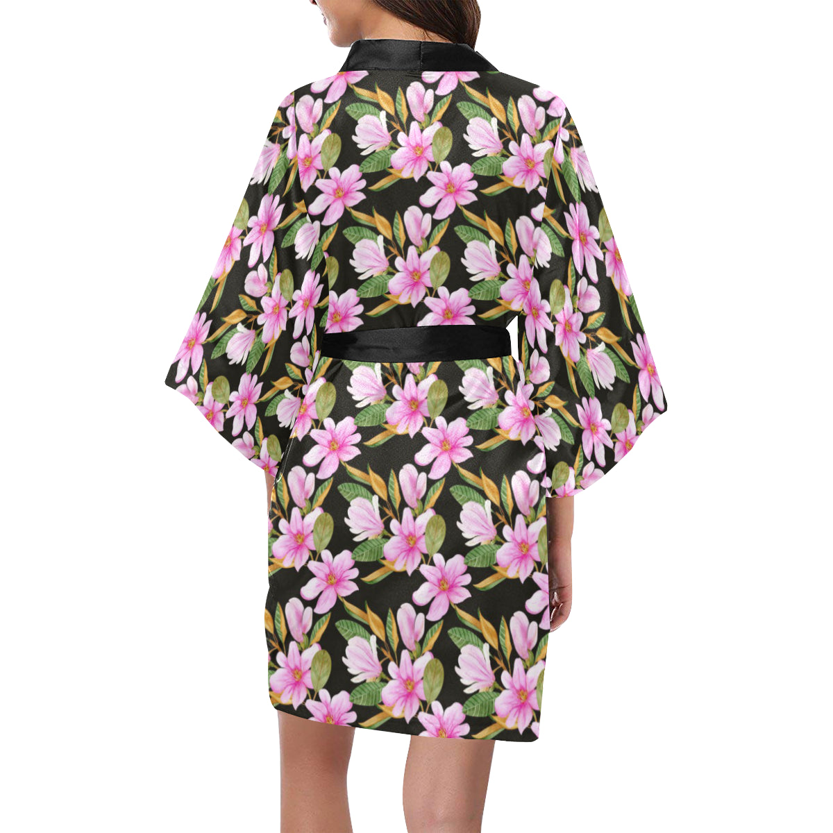 Magnolia Pattern Print Design MAG08 Women's Short Kimono