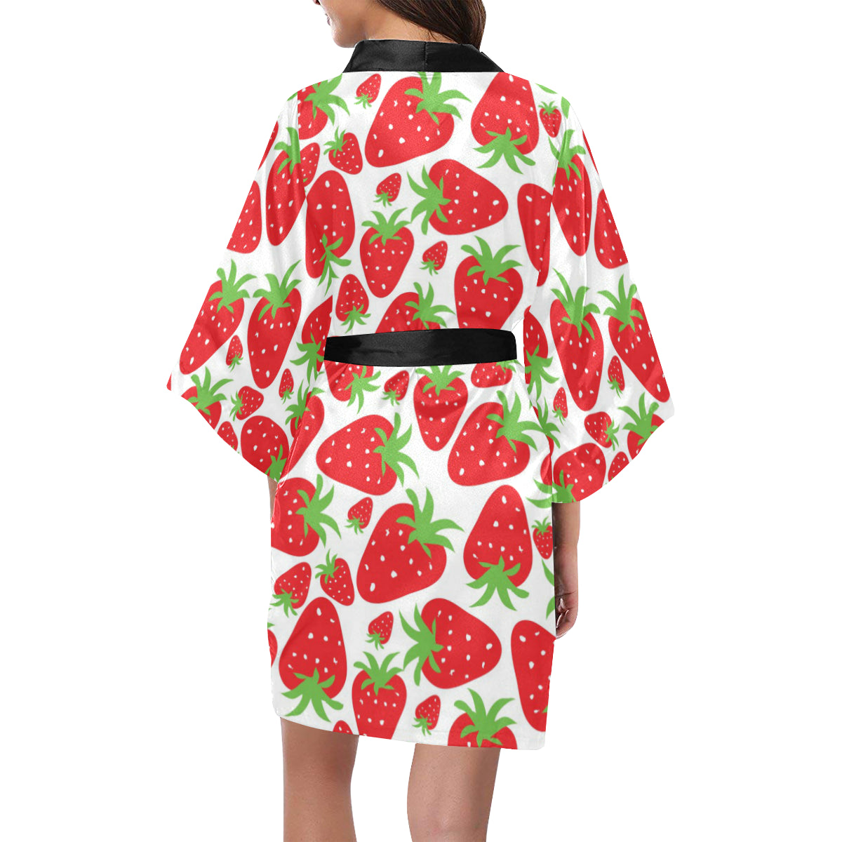 Strawberry Pattern Print Design SB01 Women's Short Kimono