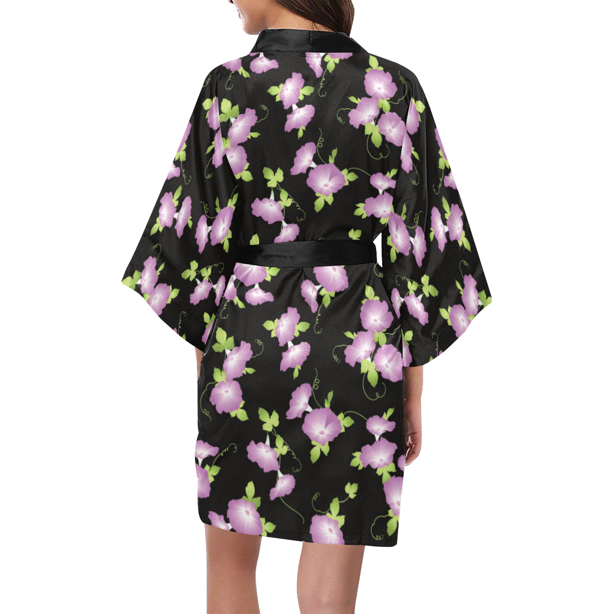 Morning Glory Pattern Print Design MG02 Women's Short Kimono